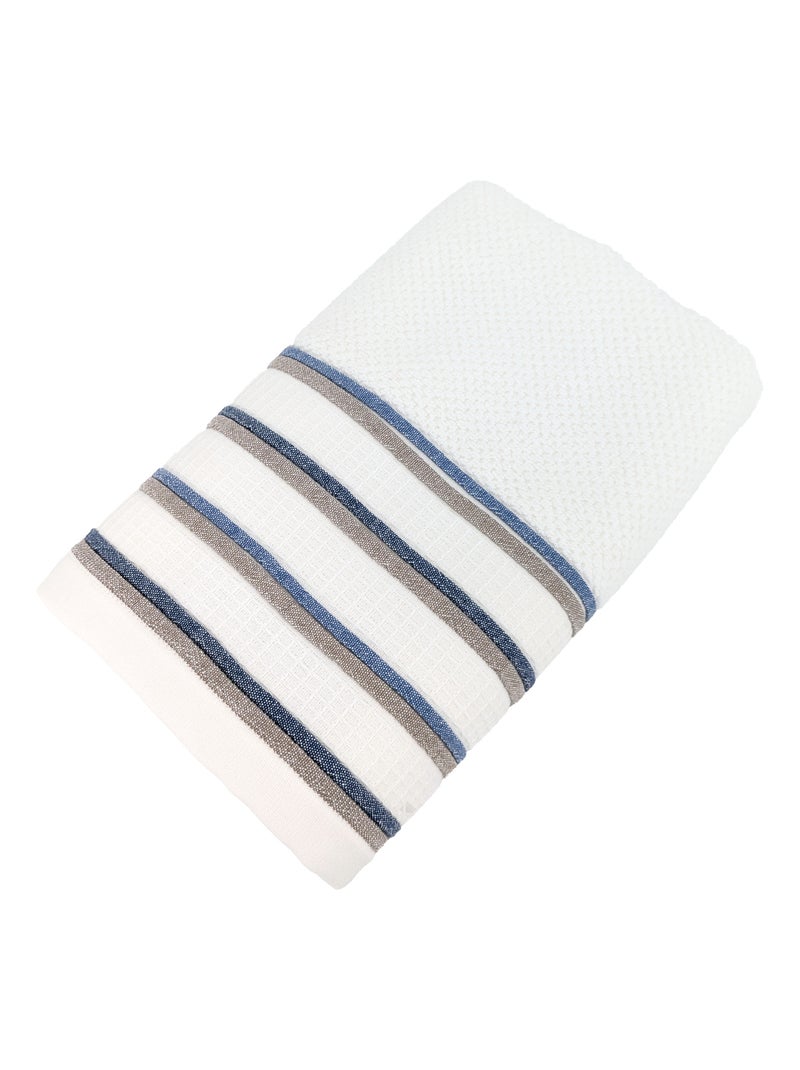 Serviette de toilette collection SERATA Blanc Bleu - Kiabi