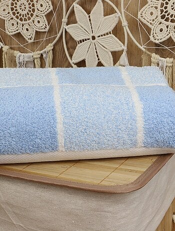 Serviette de toilette coton éponge carreaux CELESTE