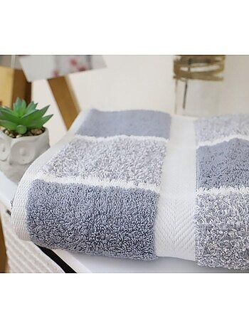 Serviette de toilette coton éponge carreaux CELESTE