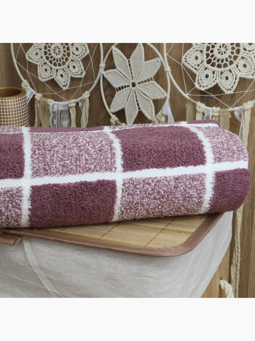 Serviette de toilette coton éponge carreaux CELESTE - Kiabi