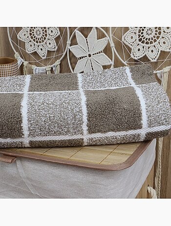 Serviette de toilette coton éponge carreaux CELESTE
