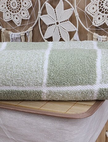 Serviette de toilette coton éponge carreaux CELESTE