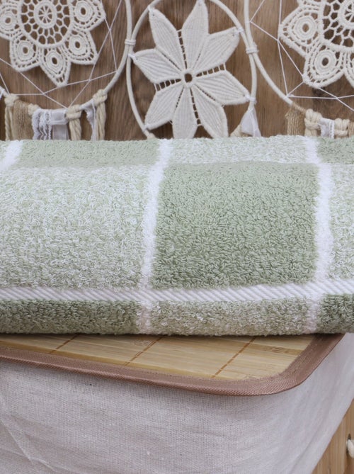 Serviette de toilette coton éponge carreaux CELESTE - Kiabi