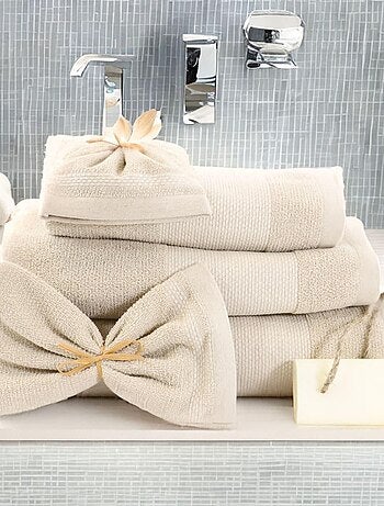 Serviette de toilette coton lin éponge ALINE