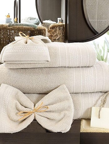 Serviette de toilette coton lin éponge LINA