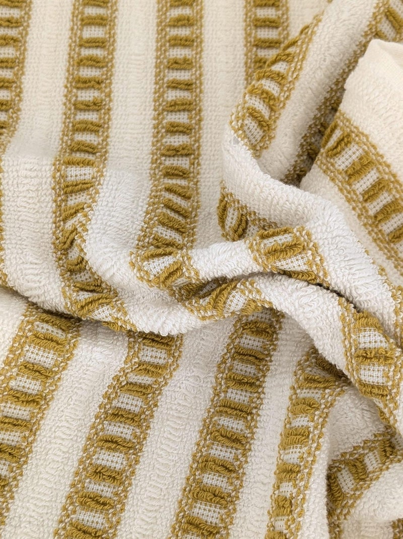 Serviette de toilette coton  SANTORINI A rayures Moutarde - Kiabi