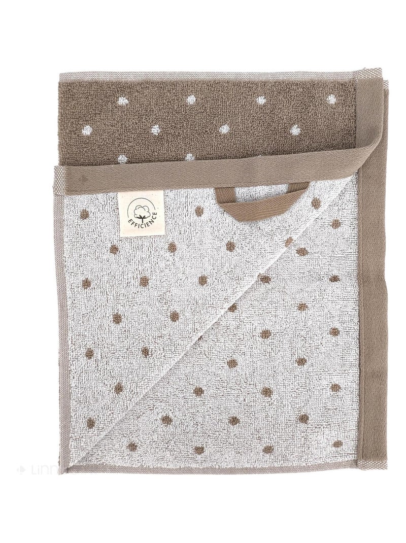 Serviette de toilette EFFICIENCE DOTS Marron clair - Kiabi