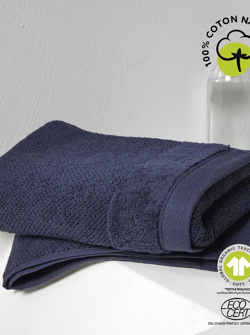 Serviette de toilette en coton BIO Bleu foncé - Kiabi