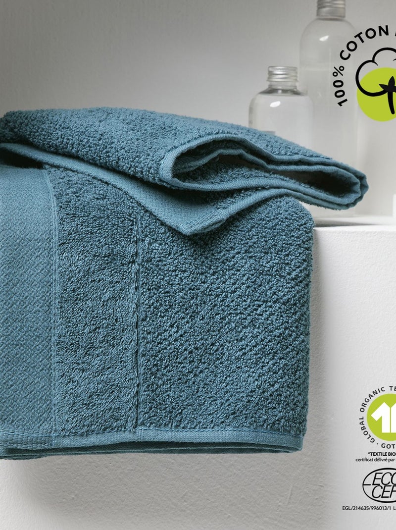 Serviette de toilette en coton BIO Bleu - Kiabi