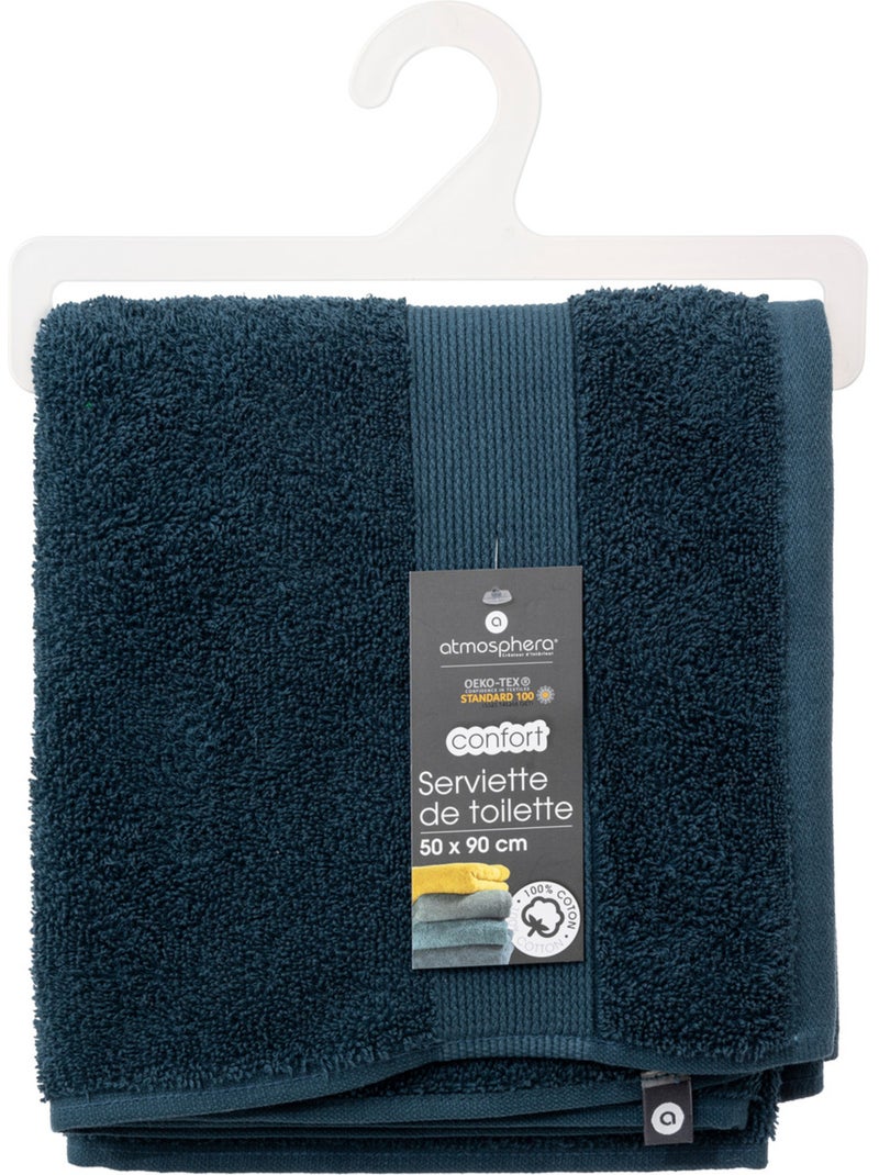 Serviette de toilette en coton éponge PRAIA Bleu foncé - Kiabi