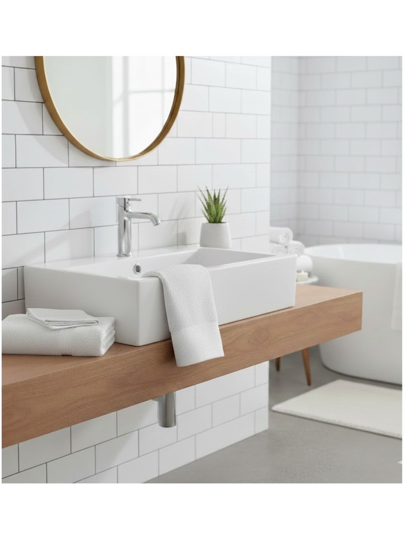 Serviette de toilette en coton Lilas Blanc - Kiabi