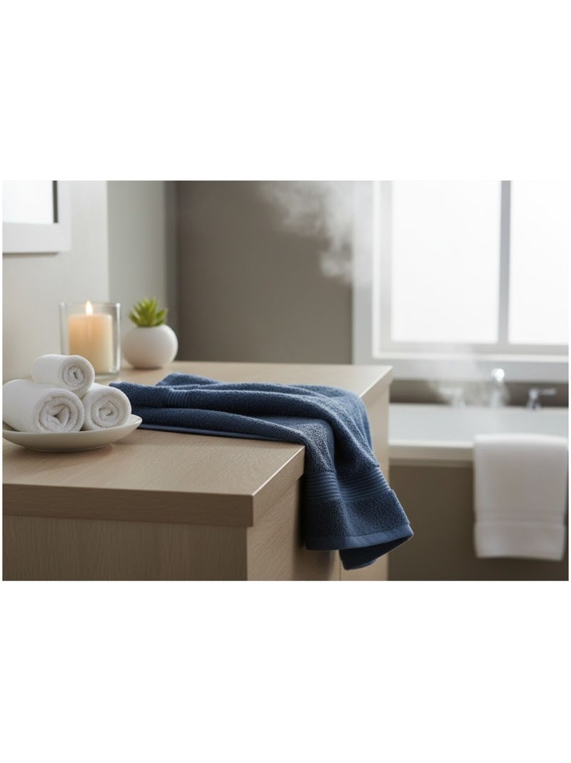 Serviette de toilette en coton Lilas Bleu marine - Kiabi