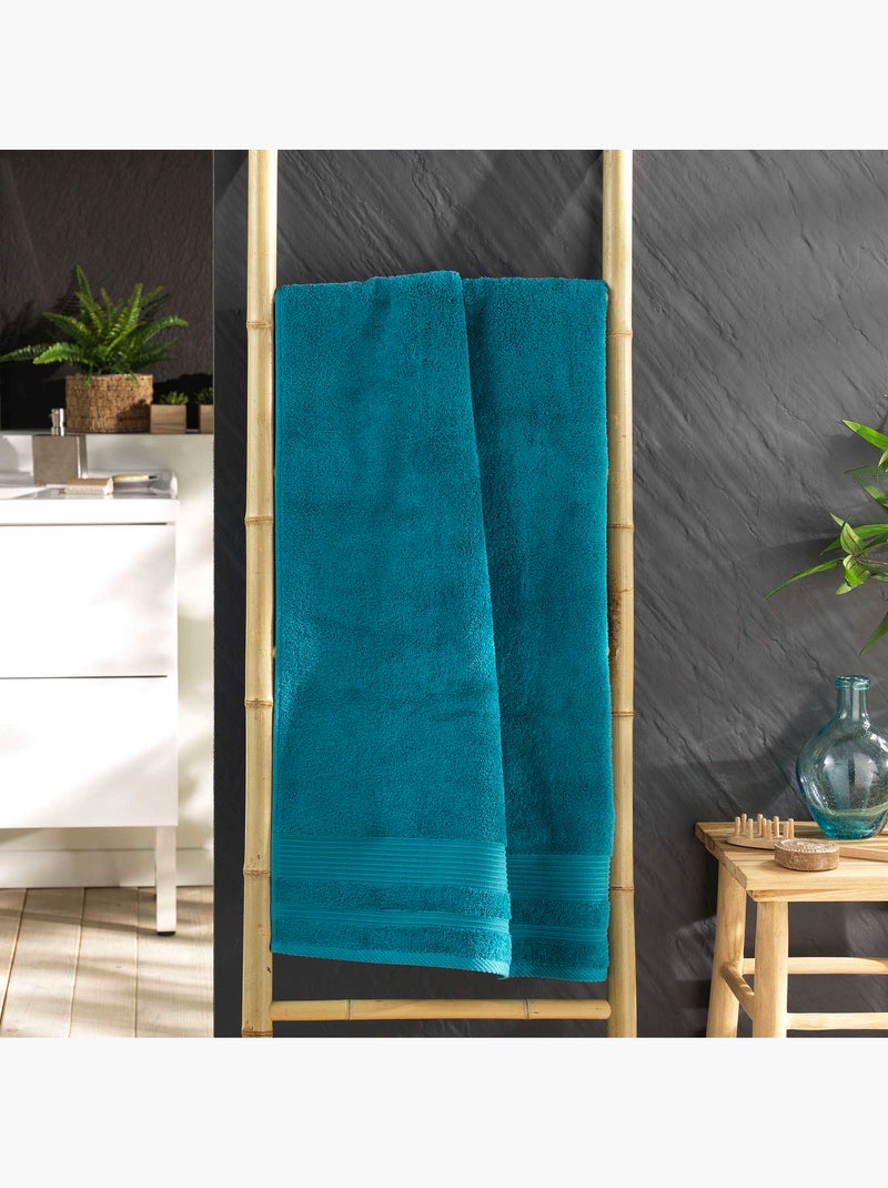 Serviette de toilette en coton tendresse Bleu paon - Kiabi
