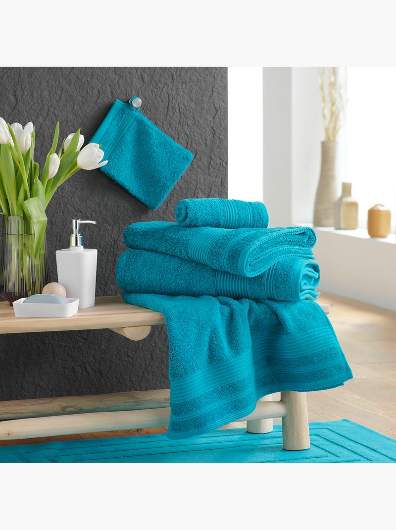 Serviette de toilette en coton tendresse Bleu paon - Kiabi