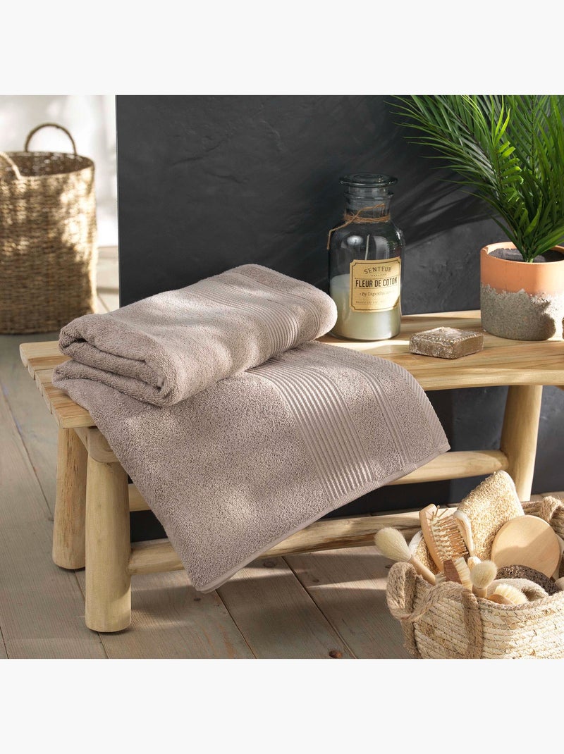 Serviette de Toilette en Coton Tendresse Taupe - Kiabi