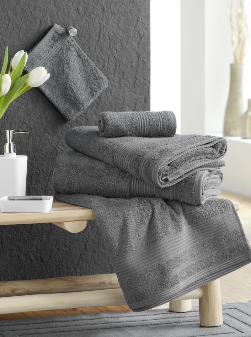 Serviette de toilette éponge unie tendresse gris anthracite - Kiabi