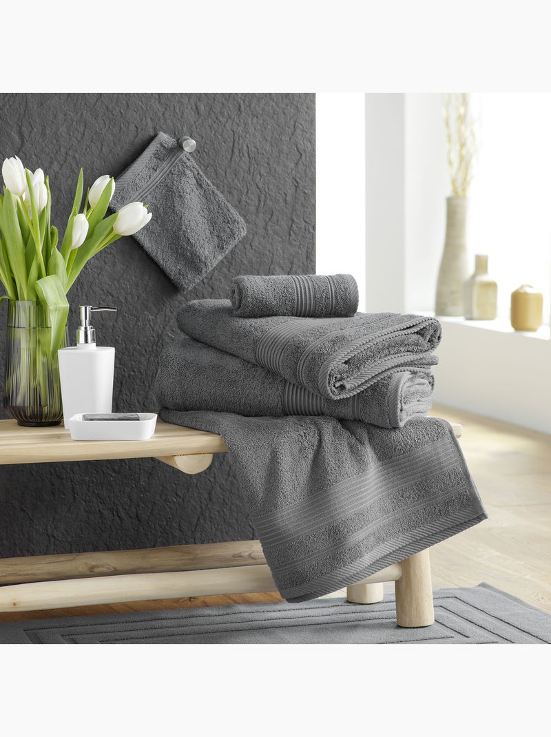Serviette de toilette éponge unie tendresse gris anthracite - Kiabi