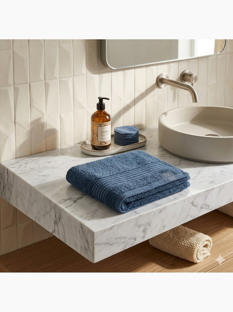 Serviette de toilette invite 30 x 50 cm Tendresse bleu saphir Bleu saphir - Kiabi