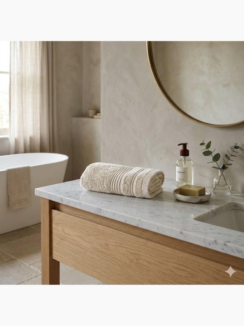 Serviette de toilette invite 30 x 50 cm Tendresse lin Beige clair - Kiabi