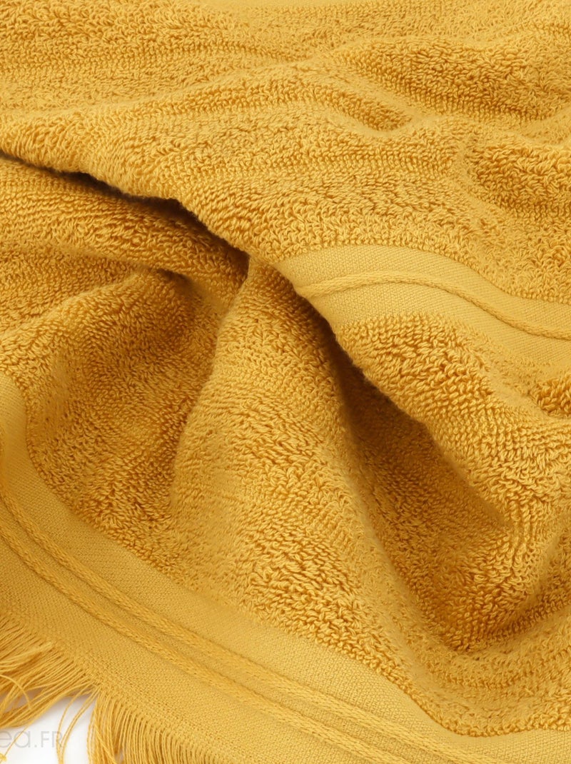 Serviette de toilette NATURAL STRIPES Jaune or - Kiabi