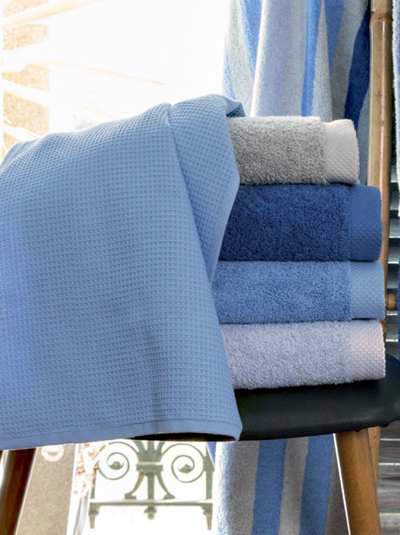 Serviette de toilette nid d'abeille PURE WAFFLE 300 g/m² Bleu outremer - Kiabi