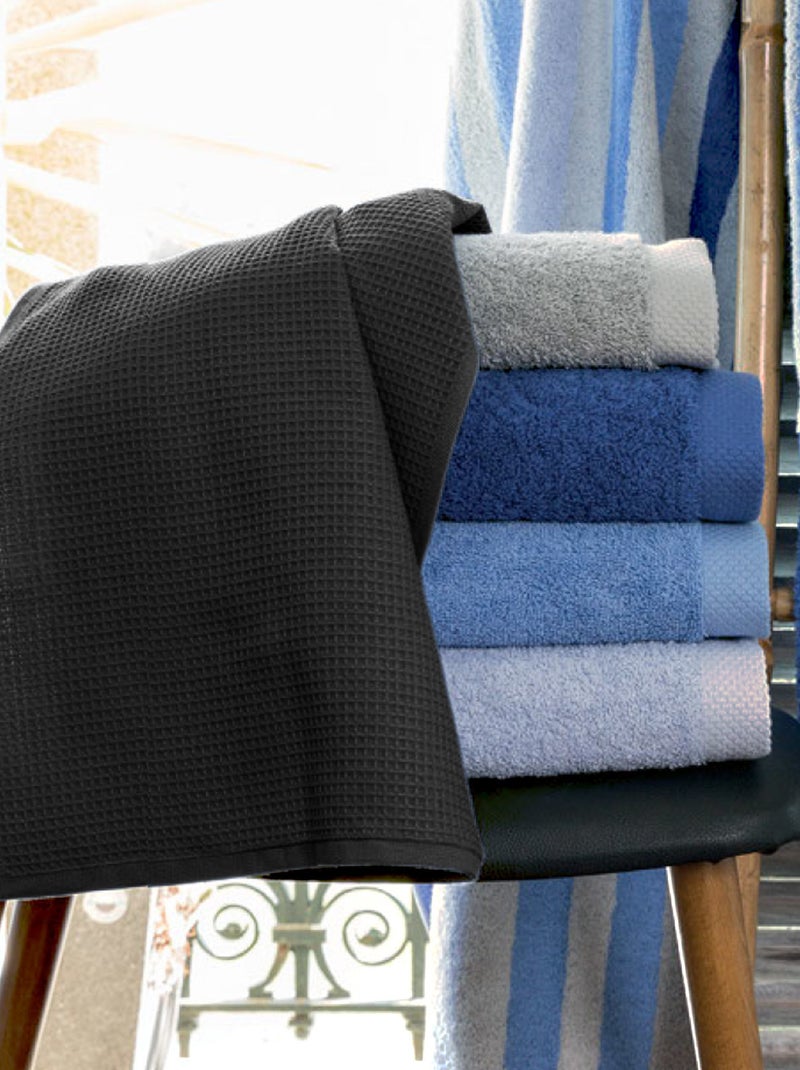 Serviette de toilette nid d'abeille PURE WAFFLE 300 g/m² Noir Noir - Kiabi