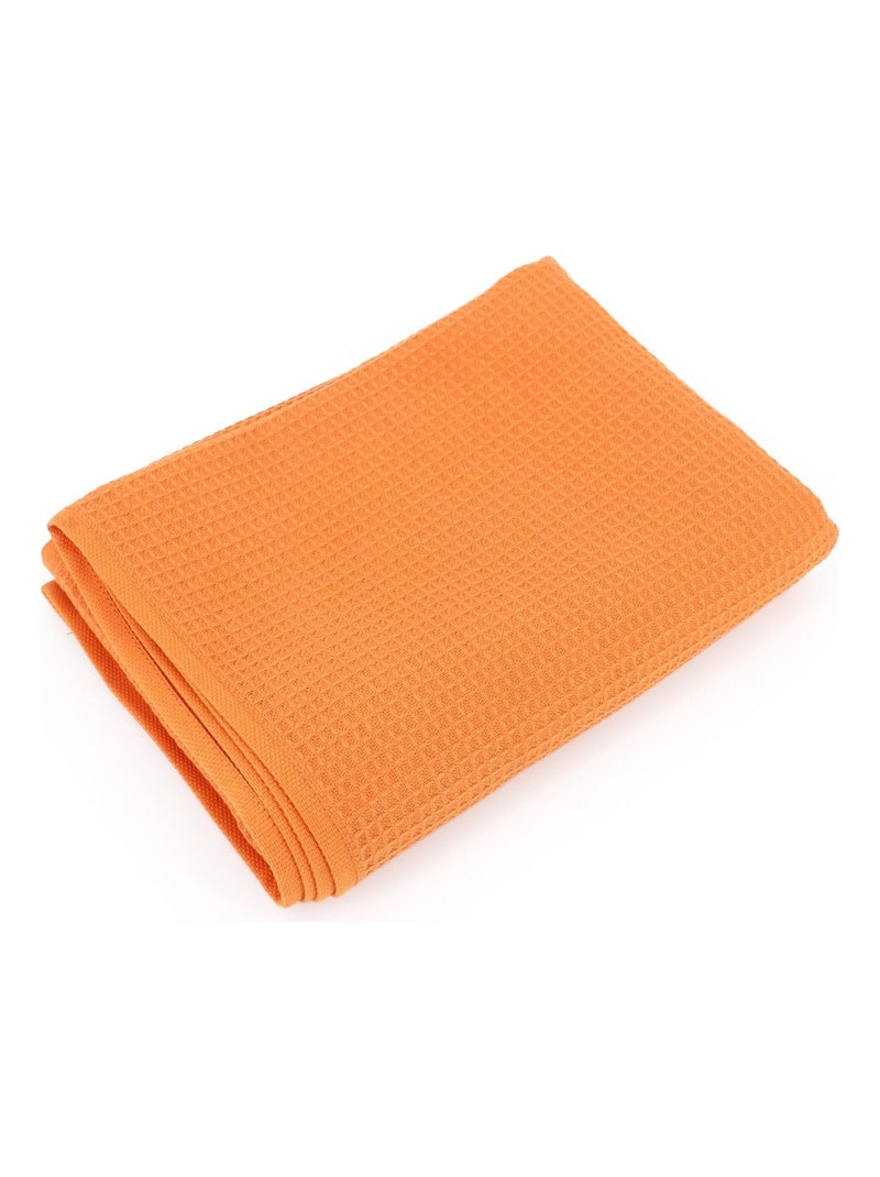 Serviette de toilette nid d'abeille PURE WAFFLE 300 g/m² Orange mandarine - Kiabi