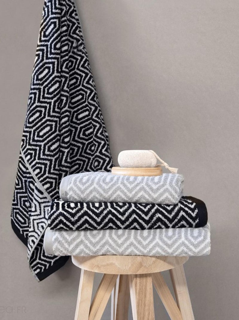 Serviette de toilette  SYMETRIE coton Alvéoles Noir Noir - Kiabi