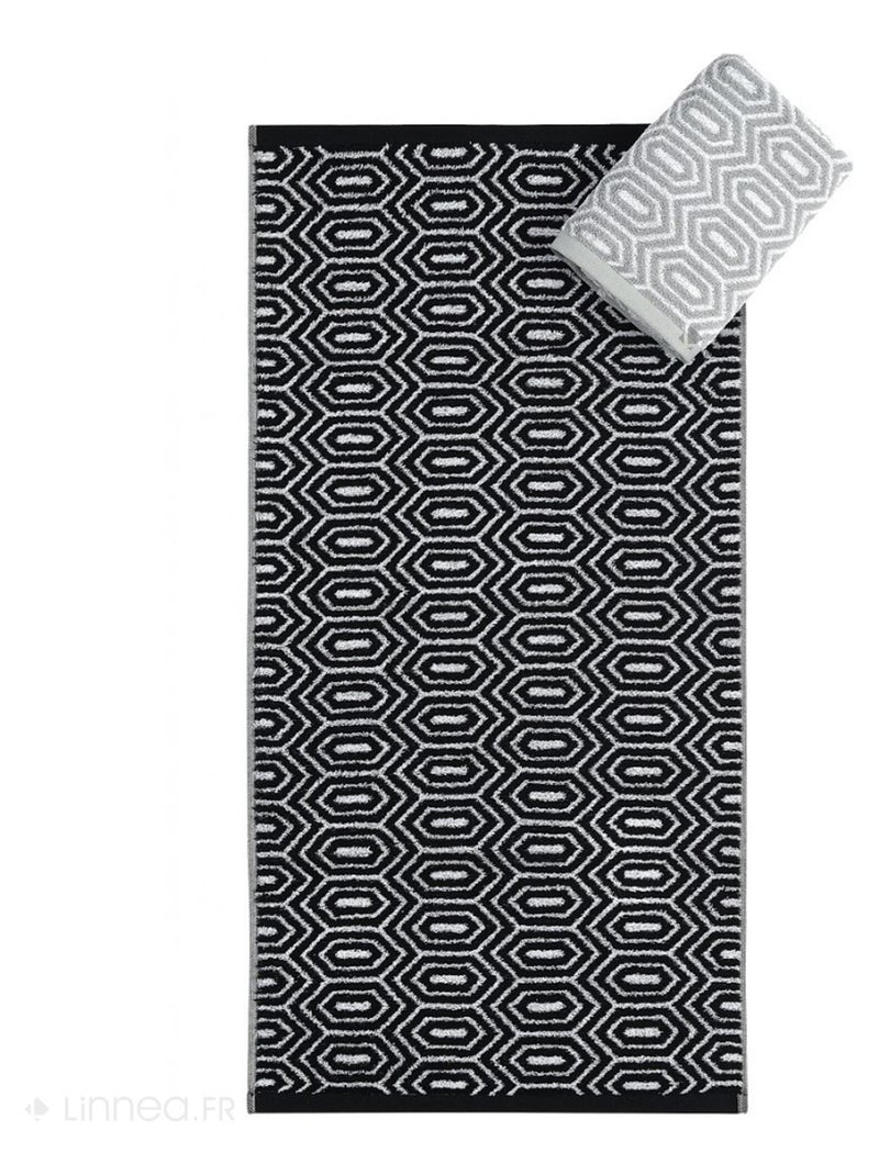 Serviette de toilette  SYMETRIE coton Alvéoles Noir Noir - Kiabi