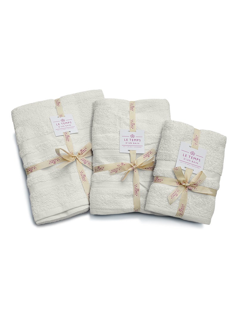 Serviette de toilette uni 100% coton - 500g/m² Beige clair - Kiabi