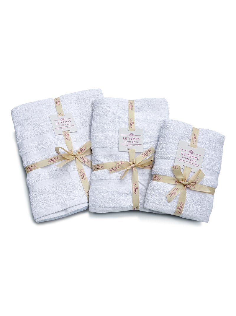 Serviette de toilette uni 100% coton - 500g/m² Blanc - Kiabi
