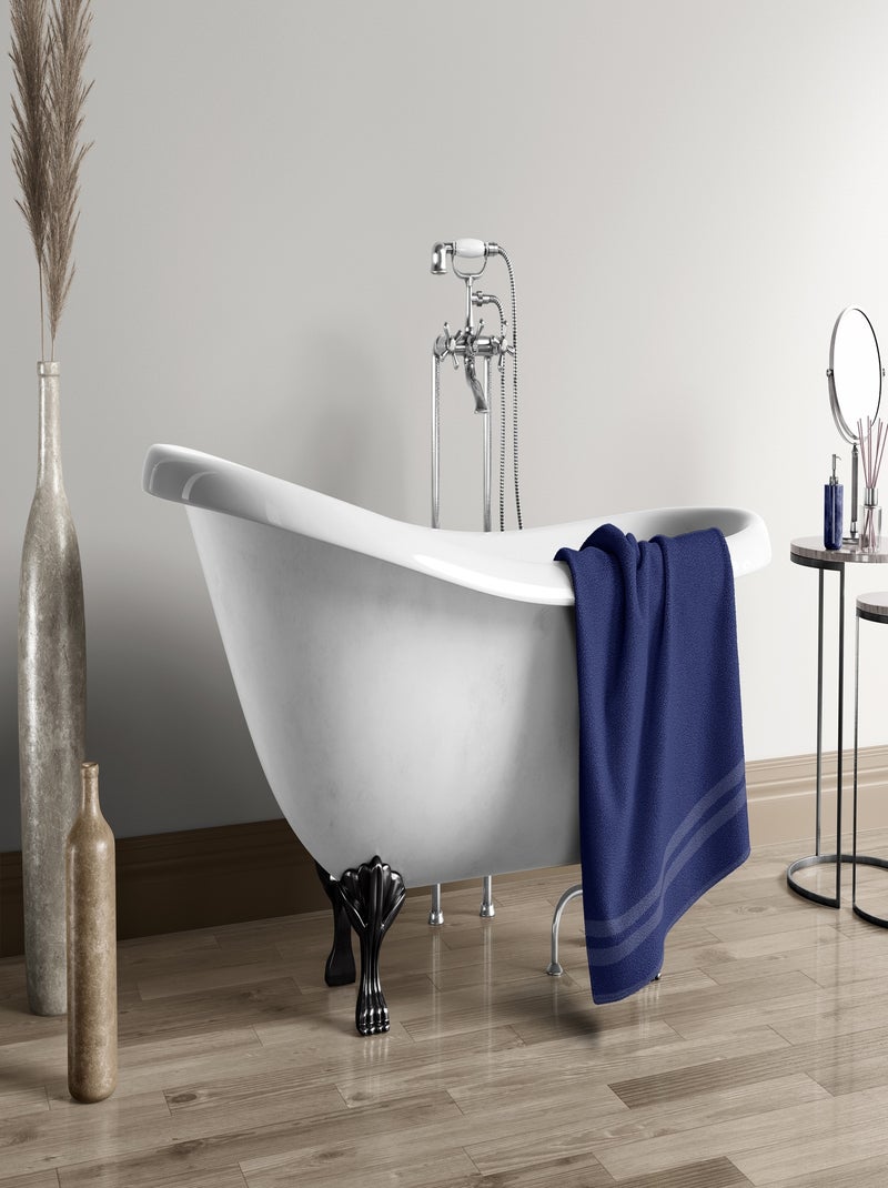 Serviette de toilette uni 100% coton - 500g/m² Bleu marine - Kiabi