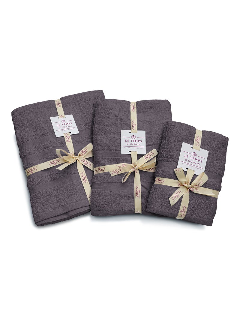 Serviette de toilette uni 100% coton - 500g/m² gris anthracite - Kiabi