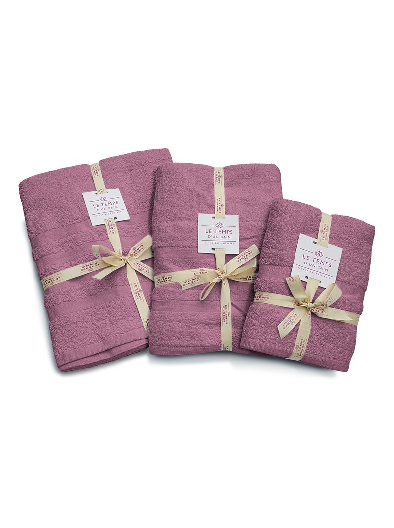 Serviette de toilette uni 100% coton - 500g/m² Rose pâle - Kiabi