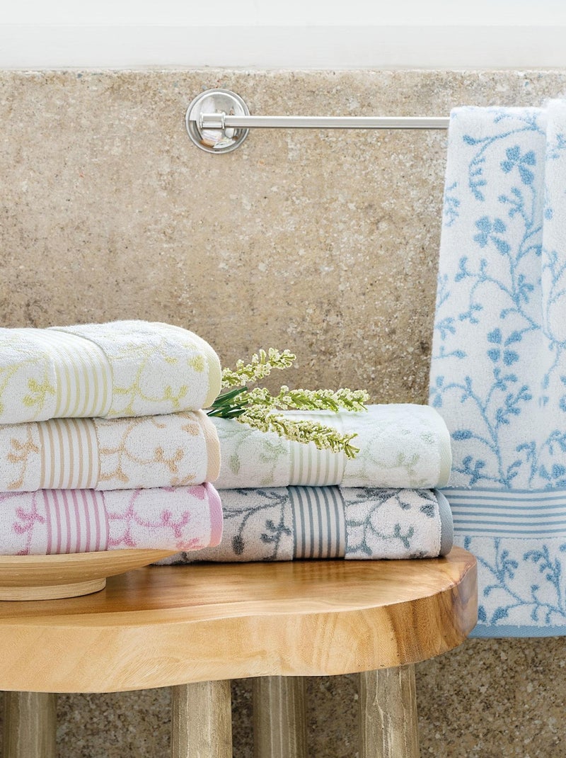 Serviette de toilette VINTAGE FLORAL Vert - Kiabi