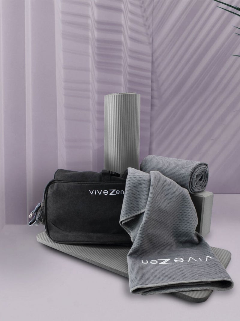 Serviette de yoga 63 x 180 cm antidérapante - Gris - Vivezen Gris - Kiabi
