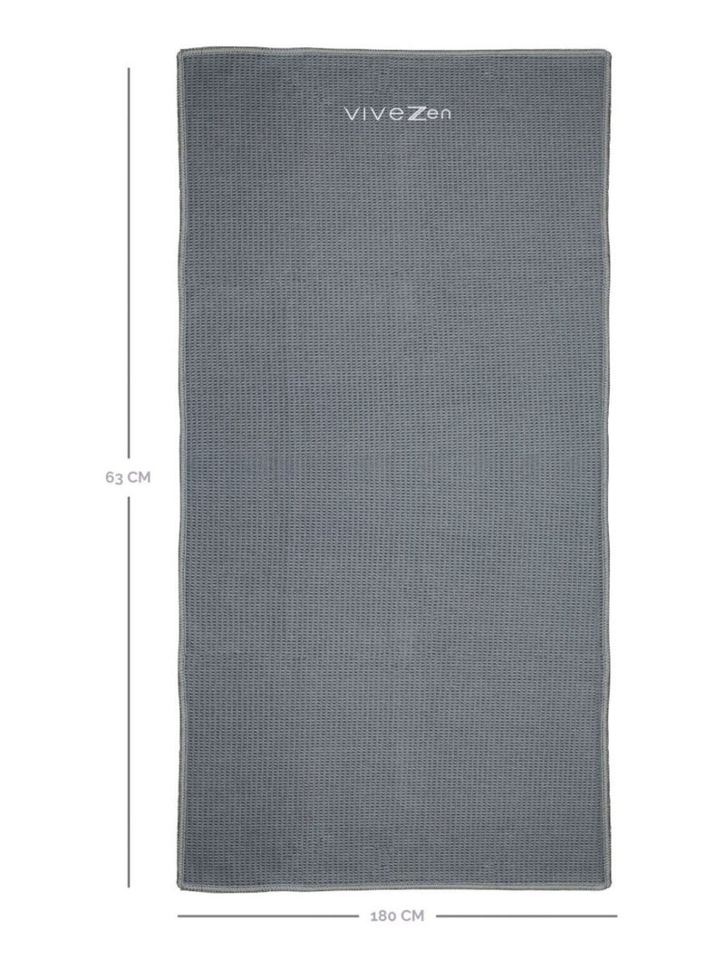 Serviette de yoga 63 x 180 cm antidérapante - Vivezen Gris - Kiabi