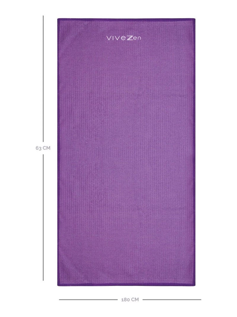 Serviette de yoga 63 x 180 cm antidérapante - Vivezen Violet - Kiabi