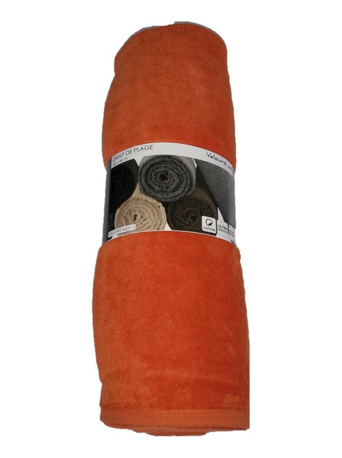 Serviette drap de plage velours 100 x 180 cm uni orange - Kiabi Serviette drap de plage velours 100 x 180 cm uni orange - Kiabi