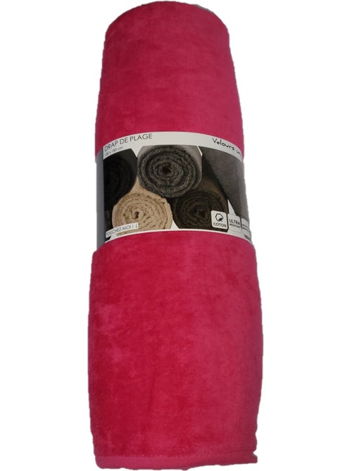 Serviette drap de plage velours 100 x 180 cm uni rose - Kiabi Serviette drap de plage velours 100 x 180 cm uni rose - Kiabi