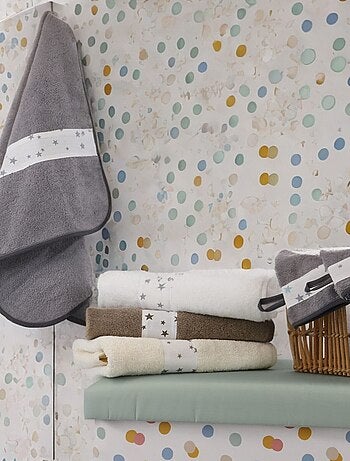 Serviette et 2 gants de toilette en coton éponge ÉTOILE
