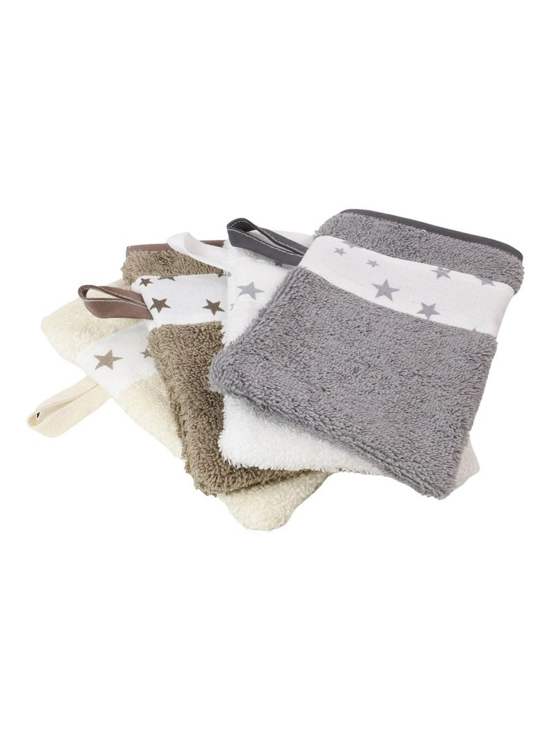 Serviette et 2 gants de toilette en coton éponge ÉTOILE Ecru - Kiabi