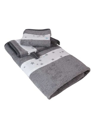 Serviette et 2 gants de toilette en coton éponge ÉTOILE