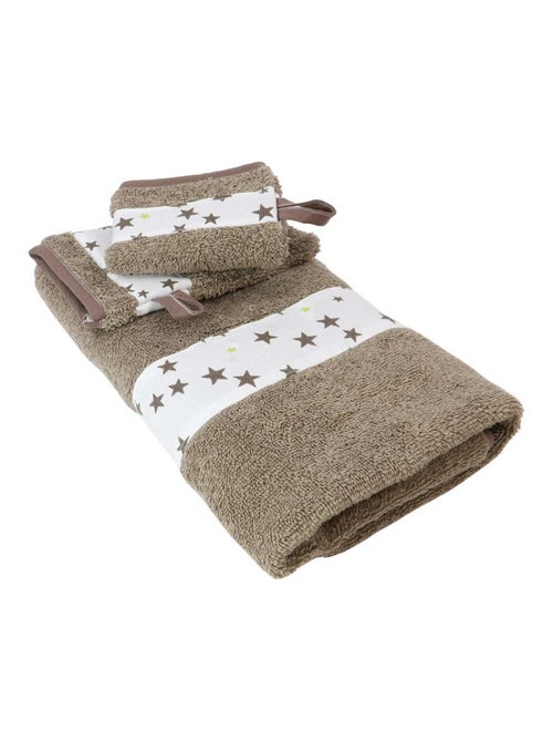 Serviette et 2 gants de toilette en coton éponge ÉTOILE - Kiabi