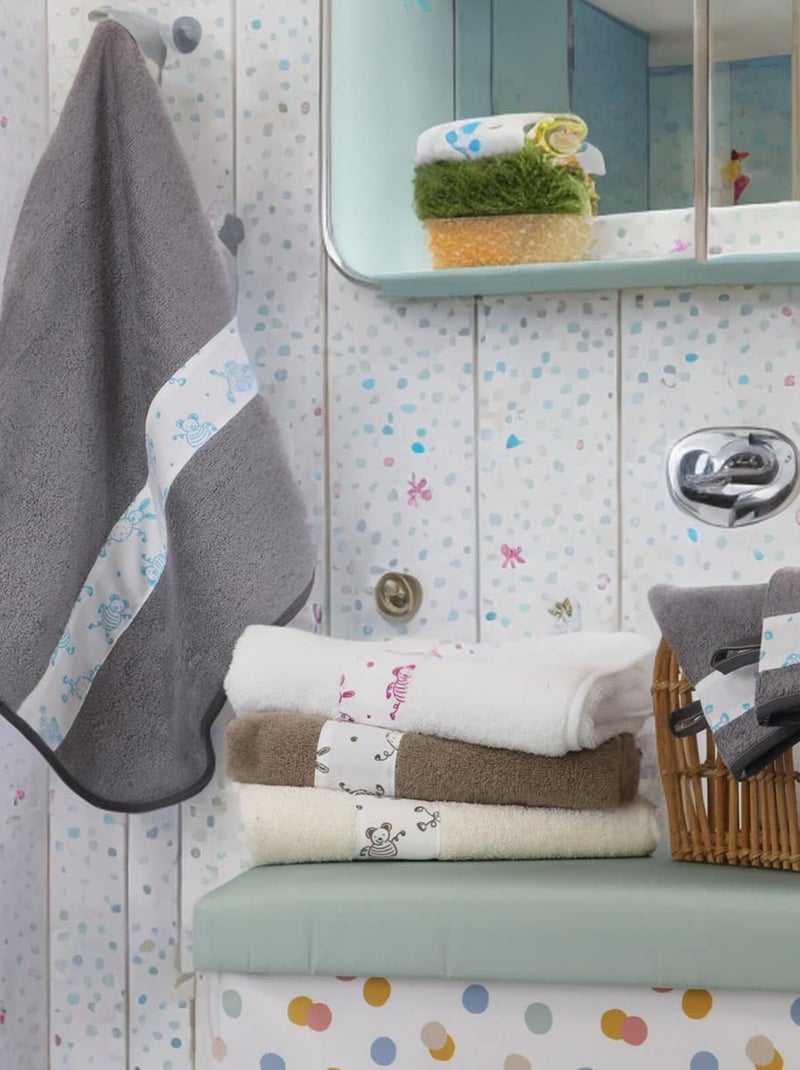 Serviette et 2 gants de toilette en coton éponge TOURNICOQUIN Blanc - Kiabi