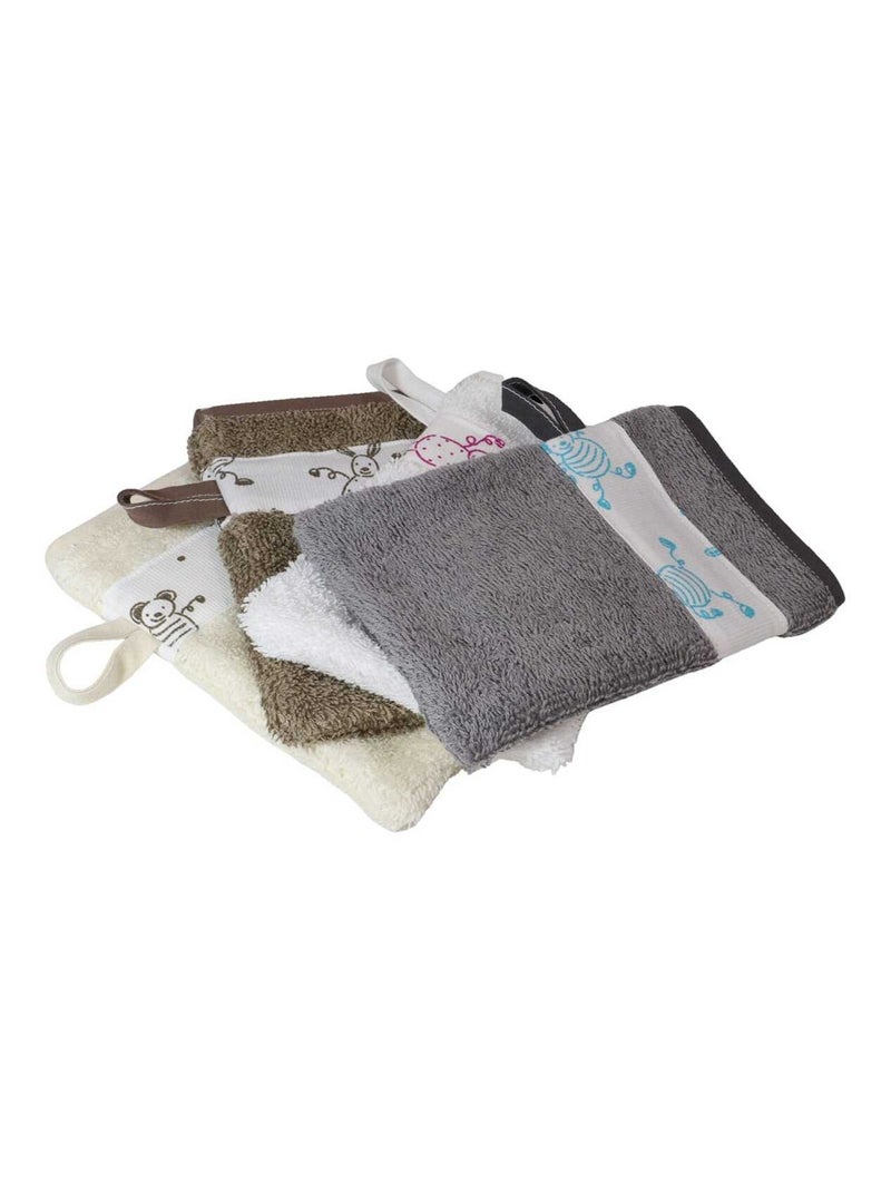 Serviette et 2 gants de toilette en coton éponge TOURNICOQUIN Ecru - Kiabi