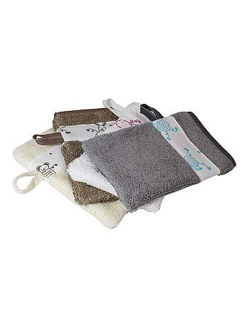 Serviette et 2 gants de toilette en coton éponge TOURNICOQUIN
