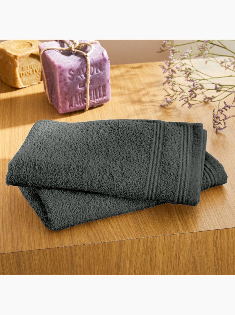Serviette invité - Coton Pur - 100% Coton Gris - Kiabi