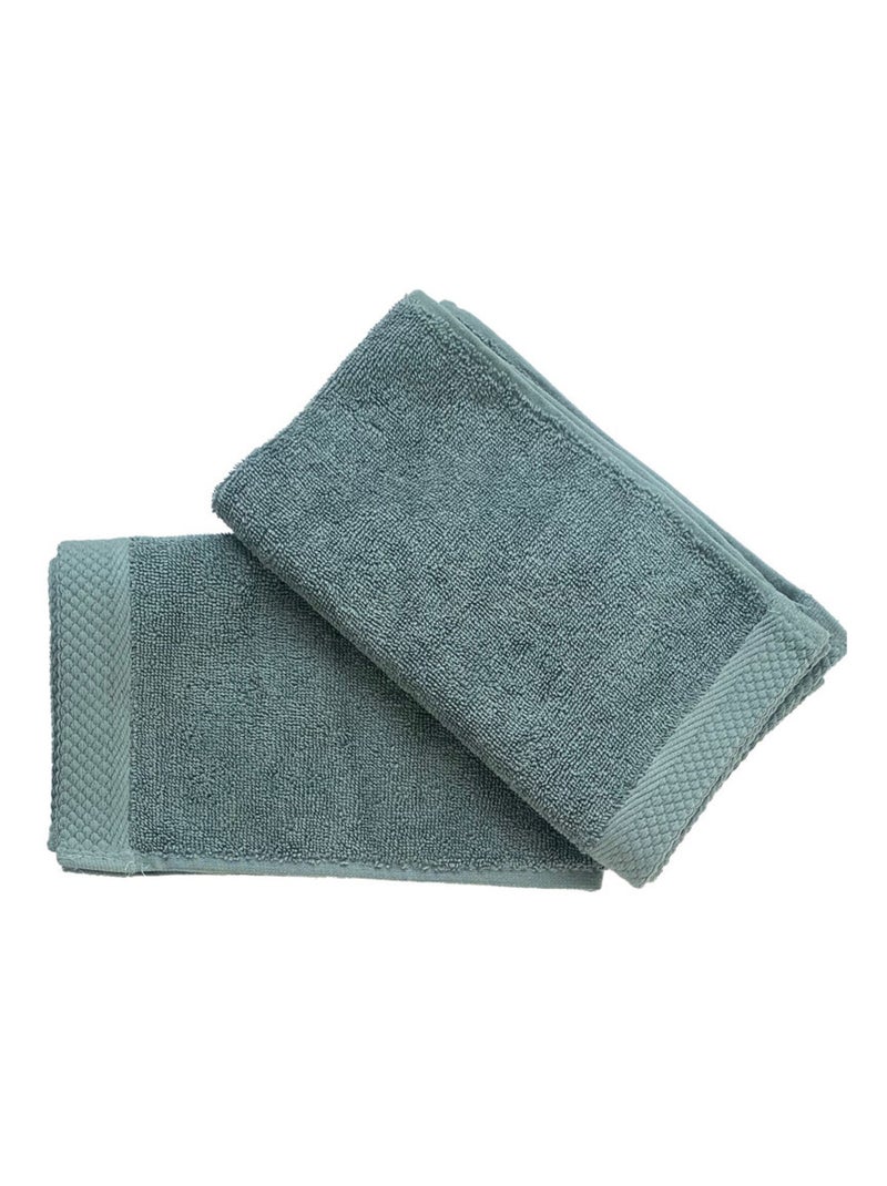 Serviette invité - Coton Pur - 100% Coton peigné longues fibres Bleu gris - Kiabi