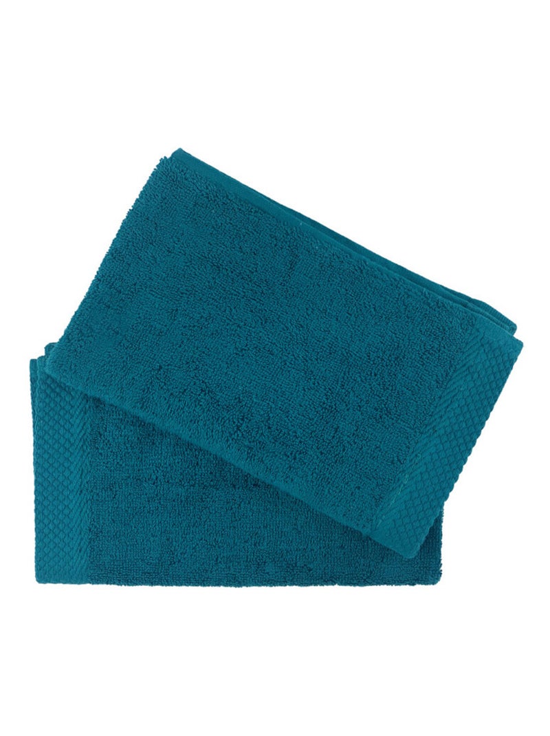 Serviette invité - Coton Pur - 100% Coton peigné longues fibres Bleu pétrole - Kiabi